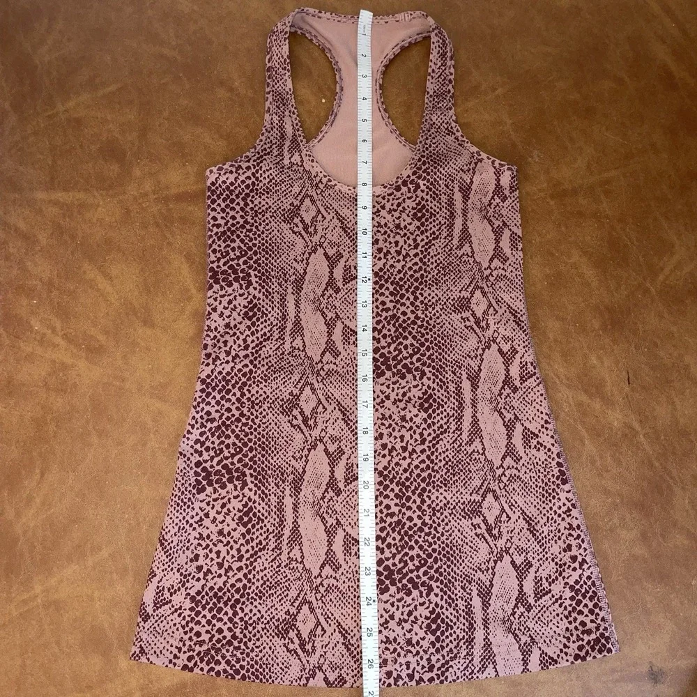 Lululemon Cool Racer Back Tank Top Pink/Burgundy Snake Skin Print Size S *No Tag
